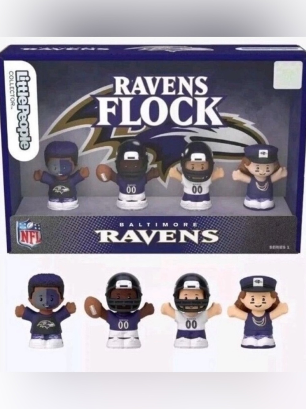 Fisher Price Little People NEW SEALED NFL Baltimore Ravens Ravens Flock Series 1